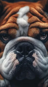 Bulldog portrait captures soulful gaze in dramatic close-up