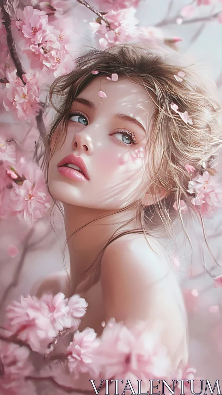 Soft spring gaze rests among gentle pink cherry blossoms
