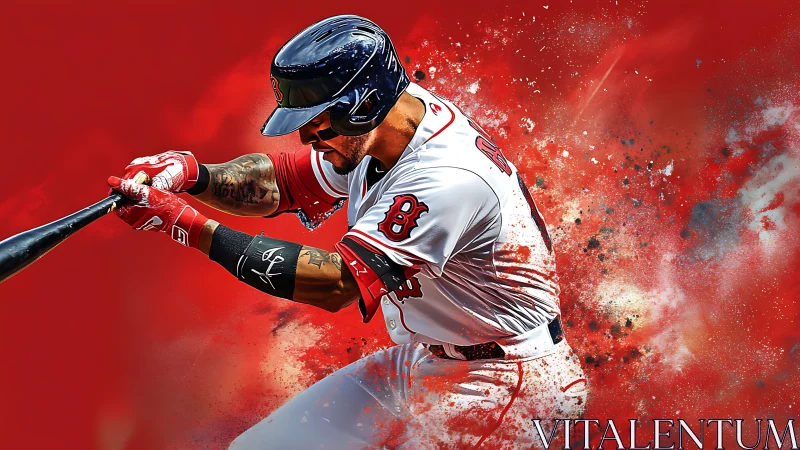 Dynamic baseball batter with motion blur and particle dispersion effect