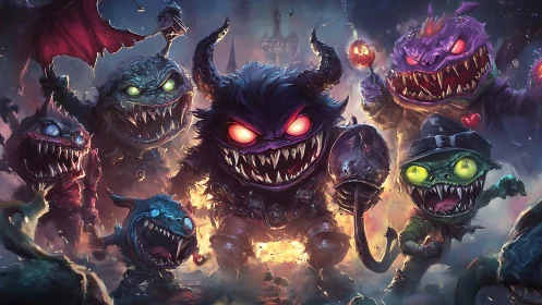 Demonic goblin horde advances in high-detail digital fantasy art