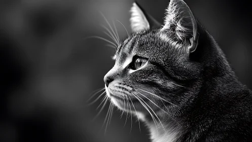 Felid Portrait Demonstrating Bilateral Symmetry with Textural Fur Rendering and Dramatic Chiaroscuro