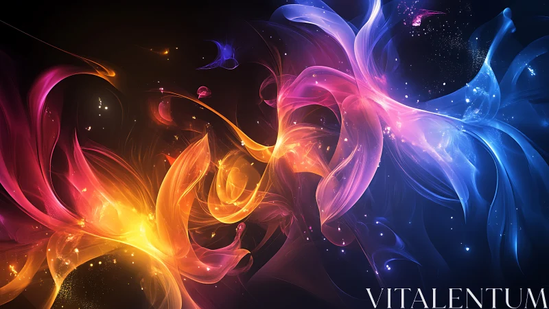 Colorful swirling light waves dancing across the cosmos.