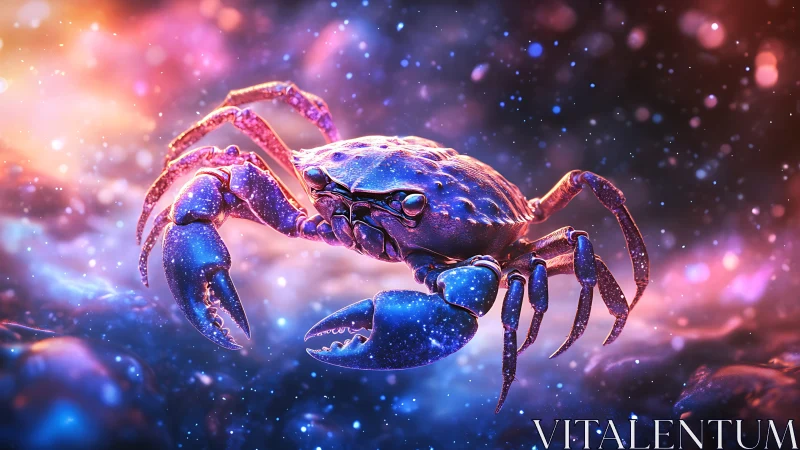 Cosmic crab glows in vibrant nebula lit particle storm.