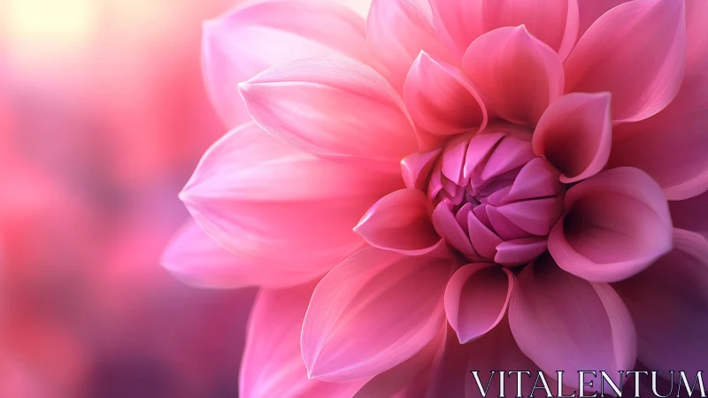 Pink Dahlia Bloom in Soft Focus Light.