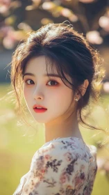 Sunlit gaze turns a quiet garden moment into soft magic