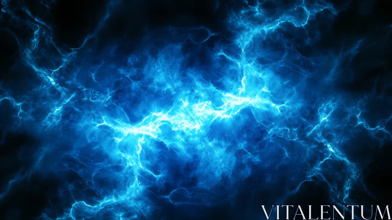 High-energy blue plasma arc with volumetric fractal turbulence