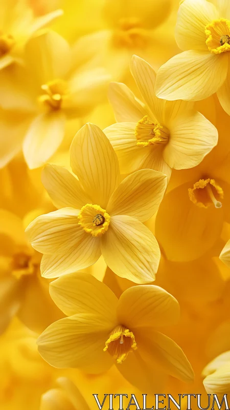 Yellow daffodil flowers displayed against warm yellow background