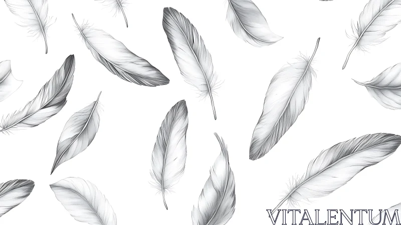 Falling Feathers Pattern in Grayscale.