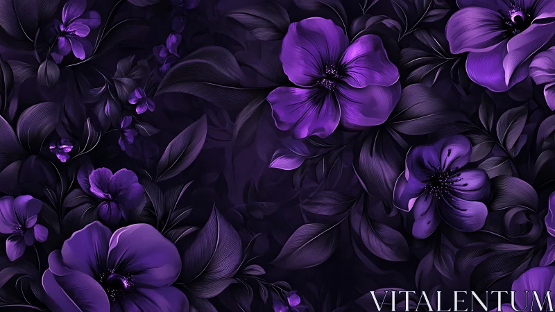 Purple Floral Composition with Deep Shadow Contrast.