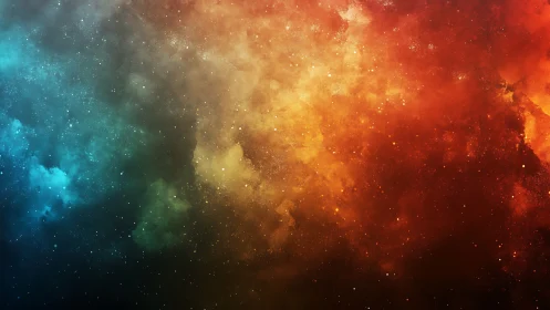 Cosmic color clouds drifting through a starry quiet sky.