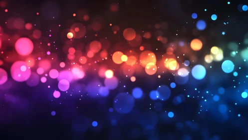 Vibrant bokeh lights in abstract style with colorful gradient background.