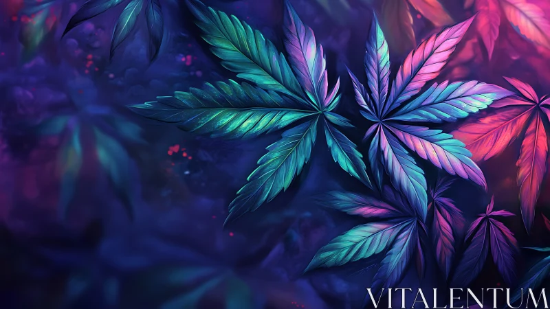 Multicolored leaf pattern on dark abstract background.