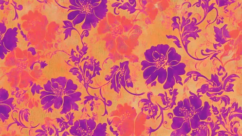 Ornate Floral Pattern in Bold Purple and Orange.