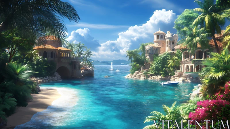 Coastal Estate with Mediterranean Architecture.