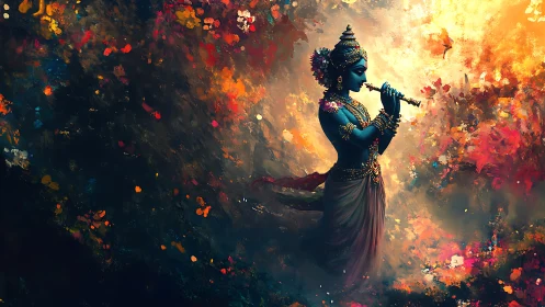 Celestial flute weaves color-drenched echoes through twilight