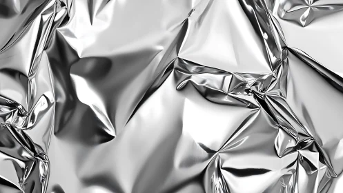 Shiny Crumpled Aluminum Foil Texture in Abstract Close-Up Style.