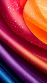 Radiant rainbow curves kissed with sparkling water droplets.