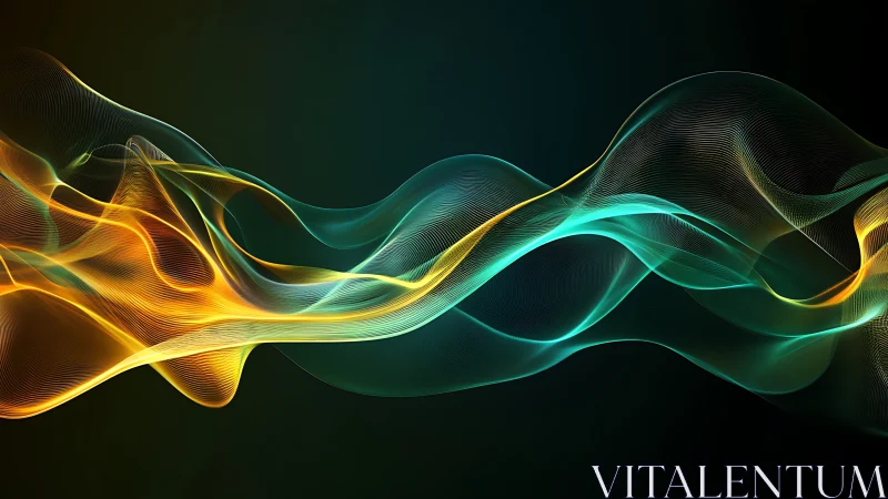 Colorful flowing light waves on dark gradient background.