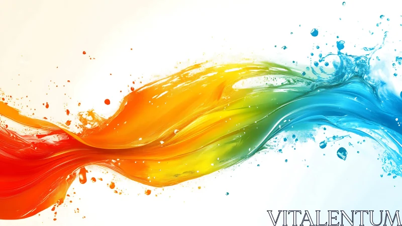 Vibrant color wave splashes dynamically across a clean backdrop