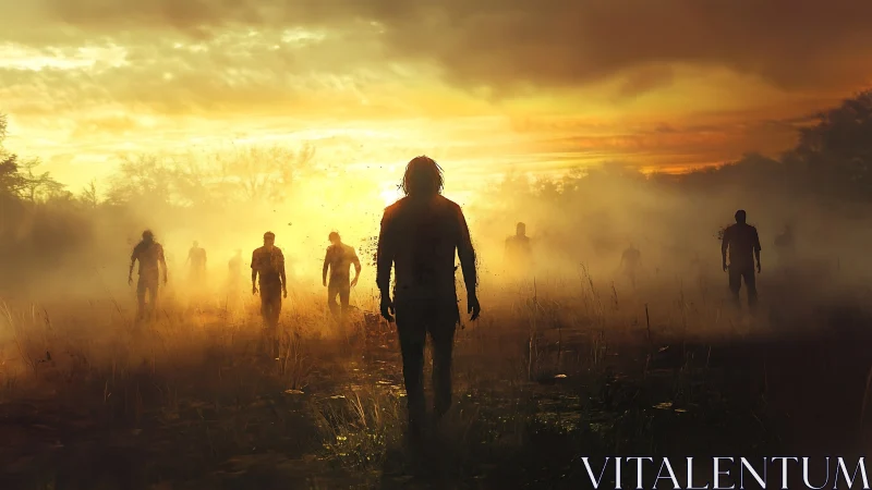 Burnt-sunset wanderers drift through a fog of quiet dread