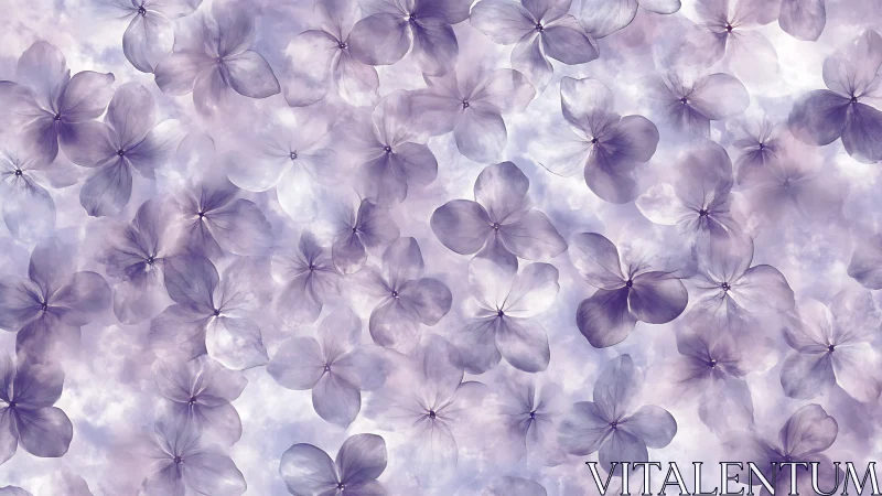 Translucent Purple Flowers in Soft Atmospheric Composition.