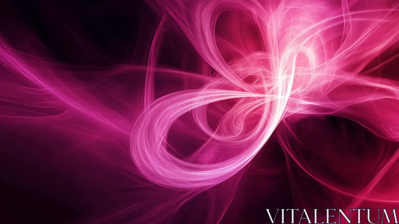 Vibrant pink light ribbons swirl in an abstract energy field