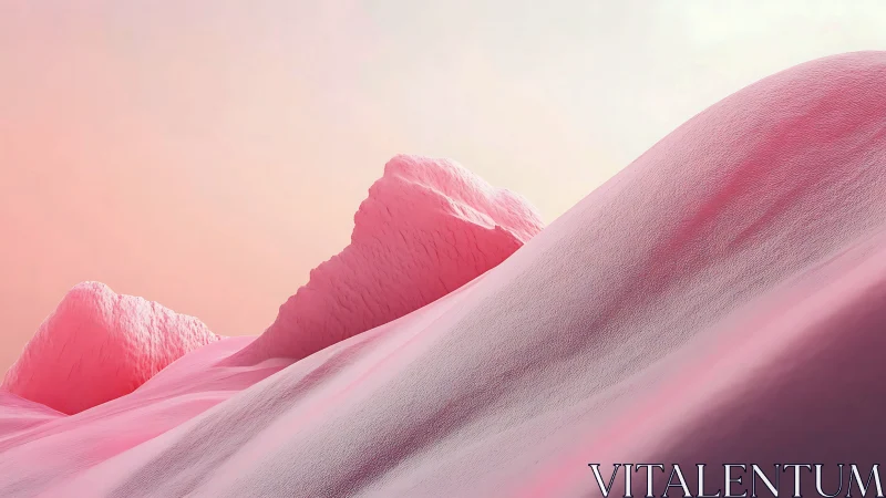 Abstract pink dunes form a minimalist synthetic landscape