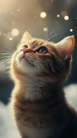 Feline Portrait with Bokeh Luminescence Effect.