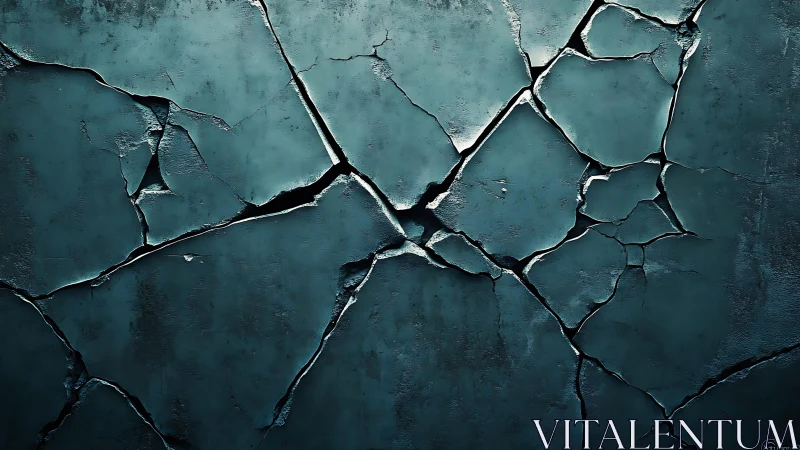Cracked Blue Concrete Wall Texture in Moody Artistic Style.
