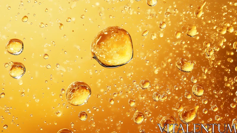 Golden bubbles drifting in a sunlit, sparkling liquid world.