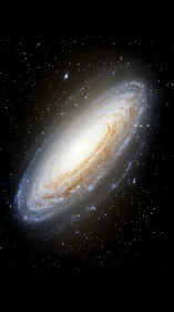 Gentle spiral galaxy glowing softly in a starry night sky.