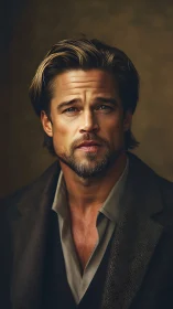 Handsome middle‑aged man in soft studio portrait lighting.