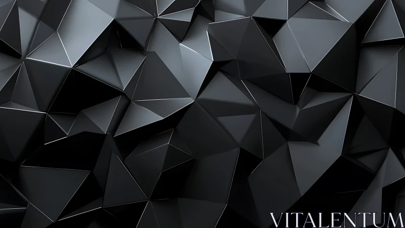 Angular black geometric surface with faceted 3D planes.