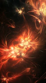 Celestial embers swirling through a deep cosmic night sky.