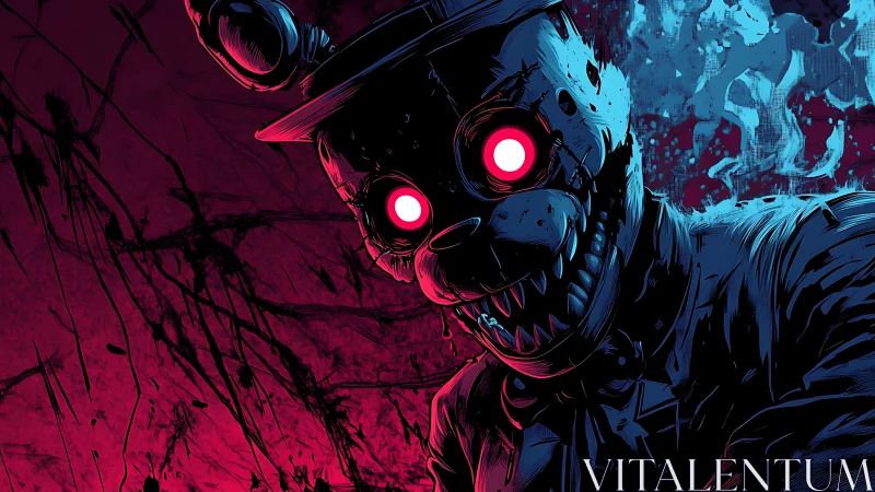 Neon-eyed nightmare bunny grinning through electric dread.