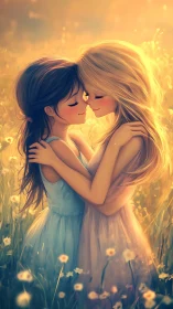 Two figures in field with luminous atmospheric effects.