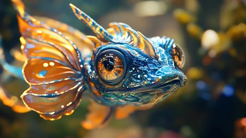 Iridescent alien reef fish with luminous glasslike fins.