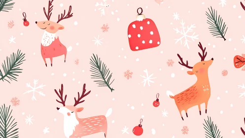 Reindeer daydreams dance through pastel snowflake confetti