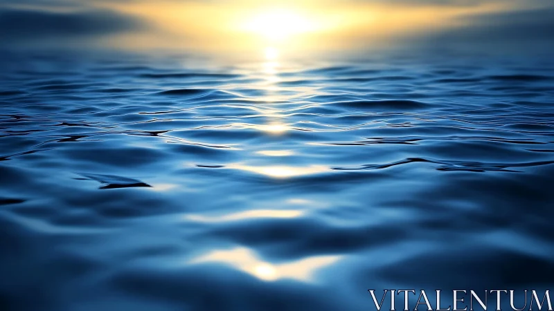 Low-angle view of rippled water under distant sunlight.