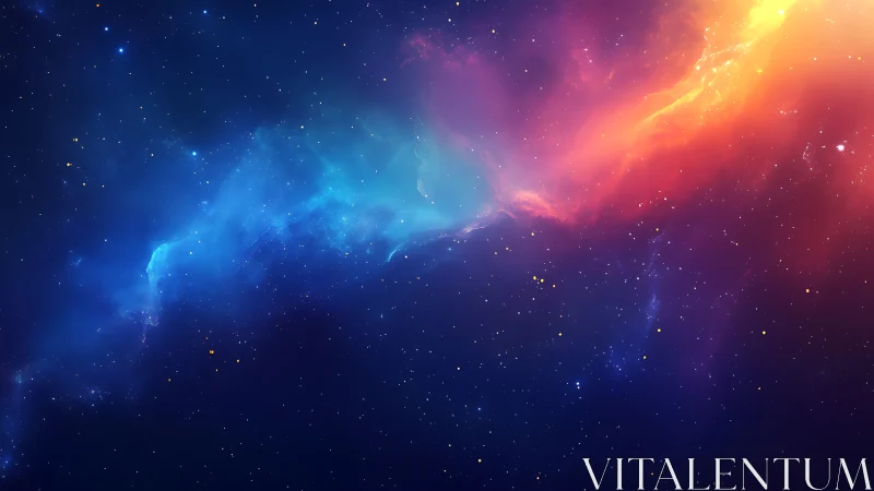 Radiant cosmic nebula drifts gently across a starry night sky