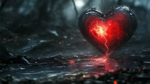 Incandescent Heart Form With Electrical Luminescence Phenomenon