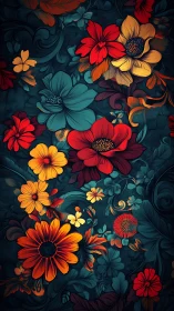 Multilayered digital floral composition with layered vector petals and dark background