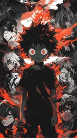 Shadow-eyed hero surrounded by fierce red memories.