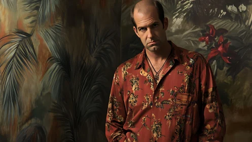 Melancholy in a Burnt-Orange Jungle Shirt, quietly smoldering.