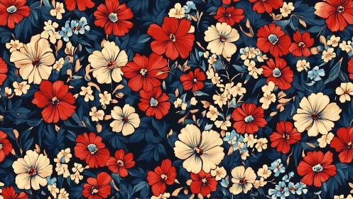 Dense botanical illustration demonstrating chromatic contrast with layered floral density pattern.