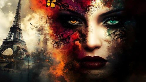 Mystical Parisian muse merges with fiery urban dreams