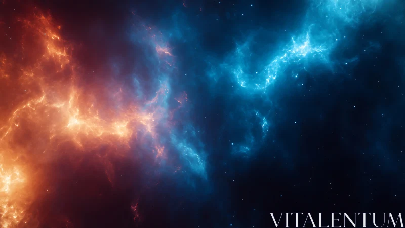 Nebula clouds show contrasting orange and blue ionized gas