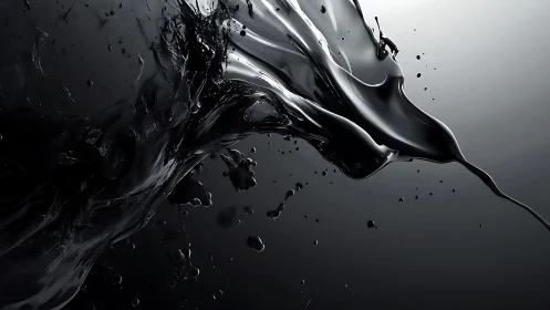 Midnight liquid leaps forward like a glossy shadow-creature