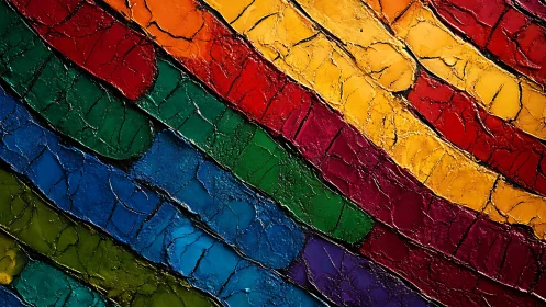 Thickened rainbow shingles crackle into sculpted color rivers