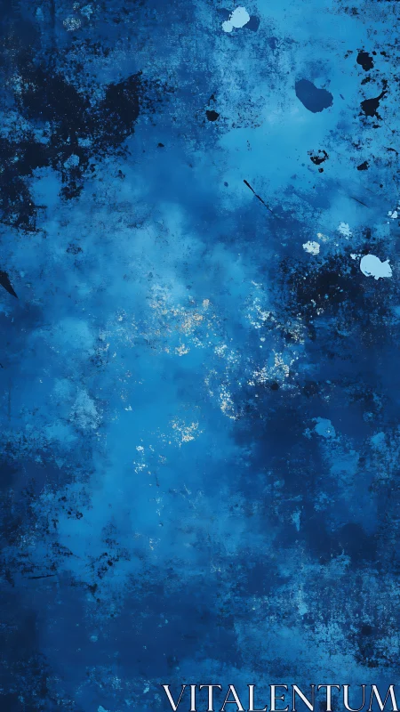 Abstract blue textured surface shows layered paint and wear